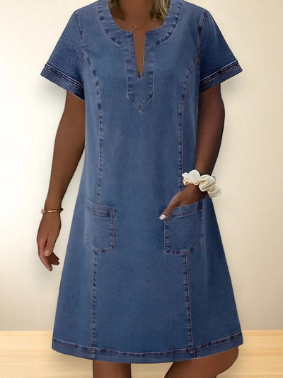 Pearl | Mjuk Denimklänning med Fickor