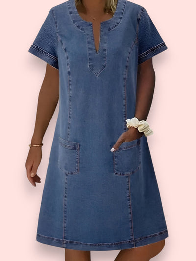 Pearl | Mjuk Denimklänning med Fickor