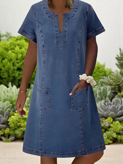 Pearl | Mjuk Denimklänning med Fickor
