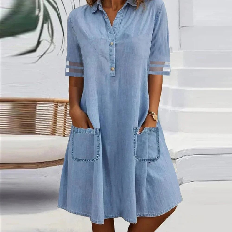 Sassa | Denim Miniklänning med Sidofickor