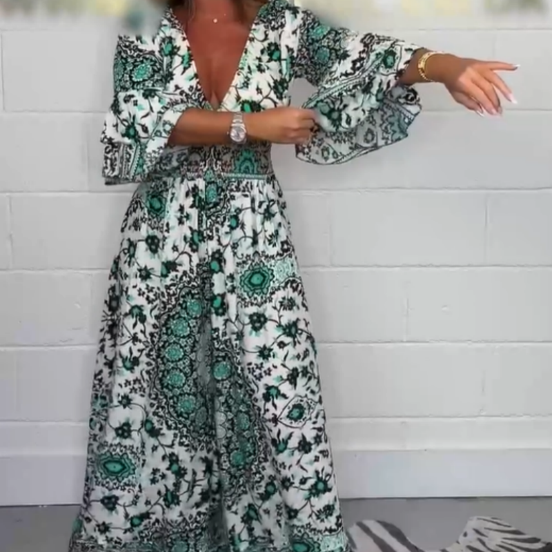 Elana | Jumpsuit med V-ringning och mönste