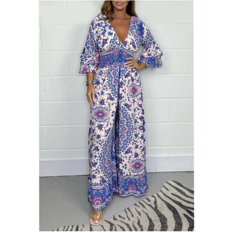 Elana | Jumpsuit med V-ringning och mönste