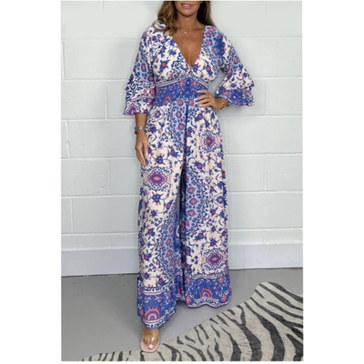 Elana | Jumpsuit med V-ringning och mönste